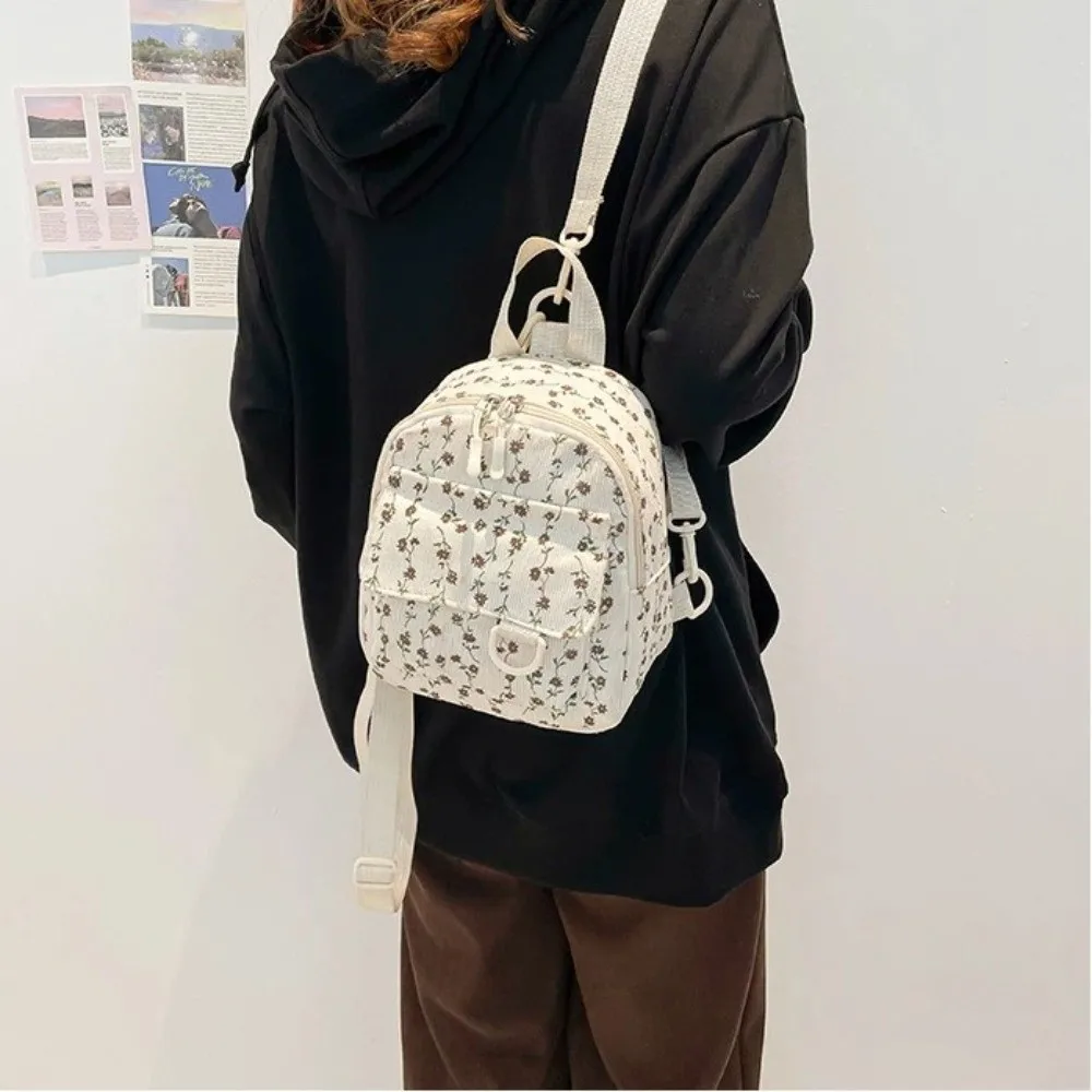 

Модный мини-рюкзак для путешествий из вельвета с регулируемыми лямками, маленький рюкзак с цветочным узором для школьников и студентов