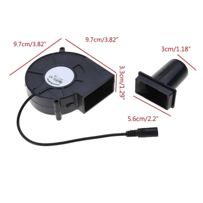 A2ud 97mm × 33 مم منفاخ ، 12 فولت 20W 5.5x2.1mm مروحة 9733 للنزهة شواء موقد الخشب الطهي DIY النار فحم الفحم بداية