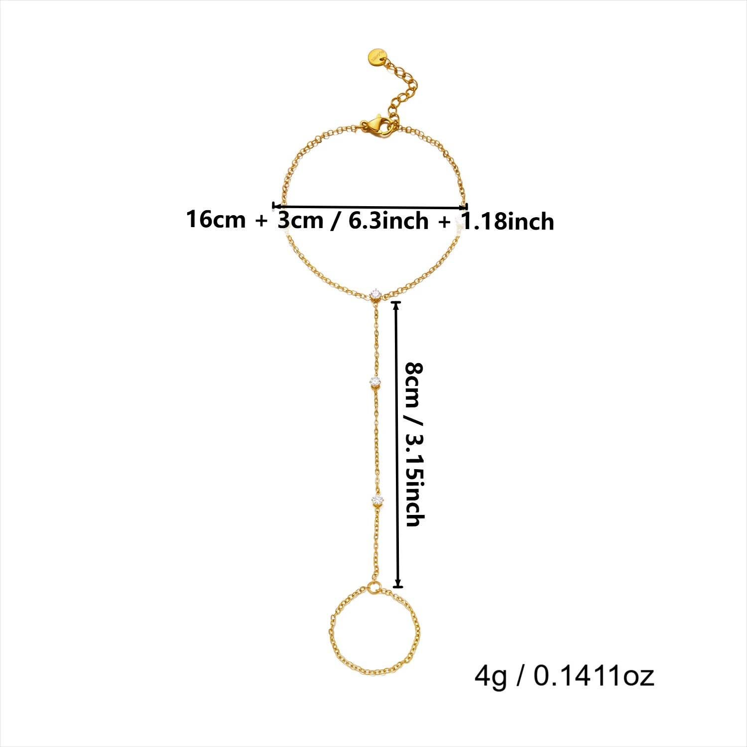 Minimalistisches CZ Edelstahl-Fingerarmband für Frauen Luxuriöse Braut Mehrlagige Handketten Party Hochzeit Schmuck Geschenk Wasserdicht – Detail 19