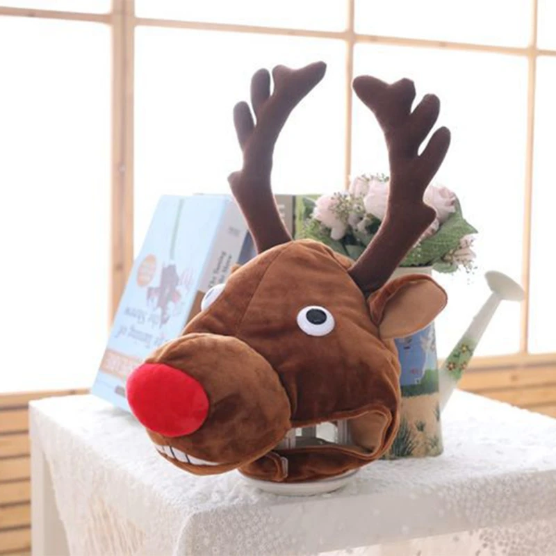 Elk Deer Hat Elk Design Headgear Hat Plush Toy Stuffed Toy Photography Prop Headgear Hat Festival Party Photo Props