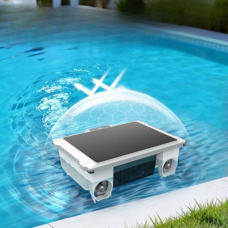 Wireless solar rechargeable automatic pool skimmers and leaf collectors for both above and below ground pools