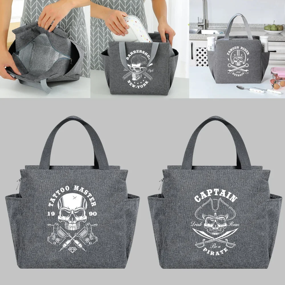 

Insulated Lunch Bags New Multifunction Skull Series Print Lunch Box Cooler Bag Portable Picnic Large Capacity Thermal Food Packs