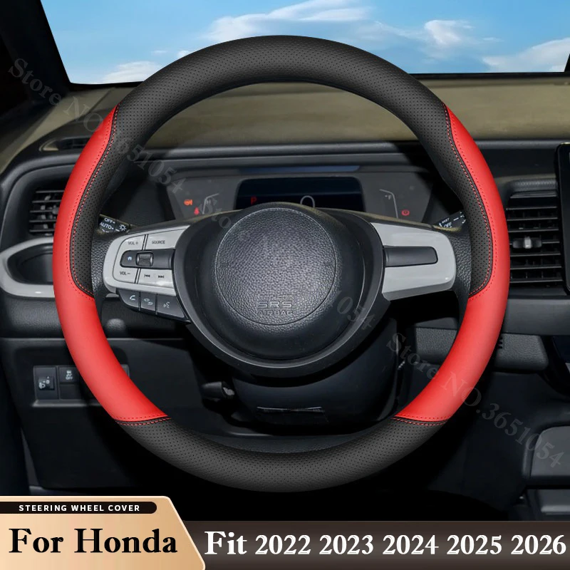 

Чехол на руль автомобиля Honda Fit 2022-2026, кожаный, ультратонкий, противоскользящий, аксессуары для декора интерьера