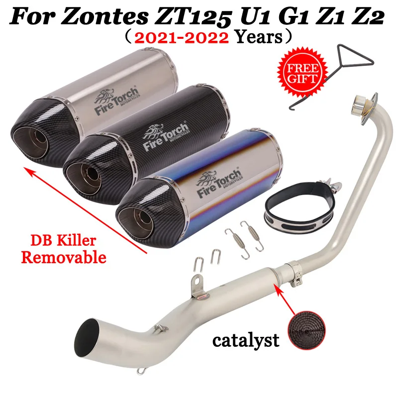 

For Zontes ZT125 U1 G1 Z1 Z2 2021 2022 Motorcycle Yoshimura Exhaust Escape System Modify Front Link Pipe With Catalyst DB Killer