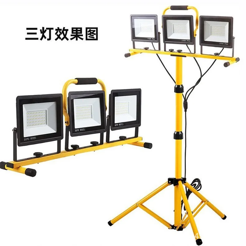 6500K 3 Head LED Work Light with Tripod Stand, 21000LM Portable Floodlight for Job Site