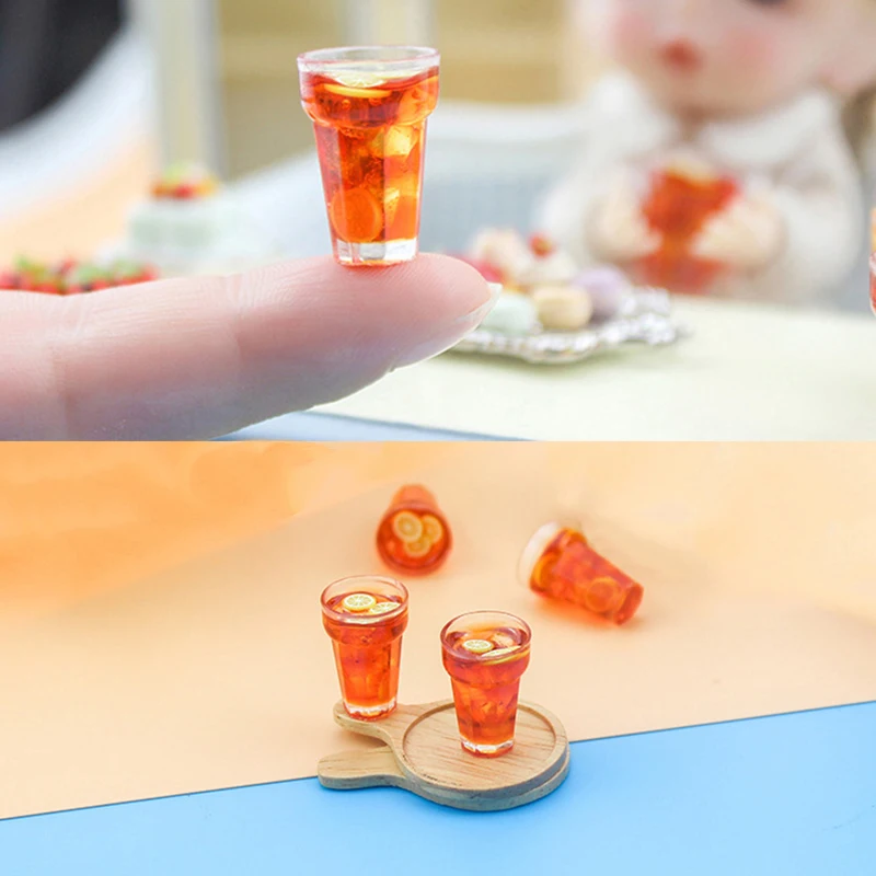 Chá de limão/cerveja/cadeiras de chá de leite modelo 1:12 casa de bonecas em miniatura limonada chá de gelo água suco bebidas brinquedo decoração de cozinha