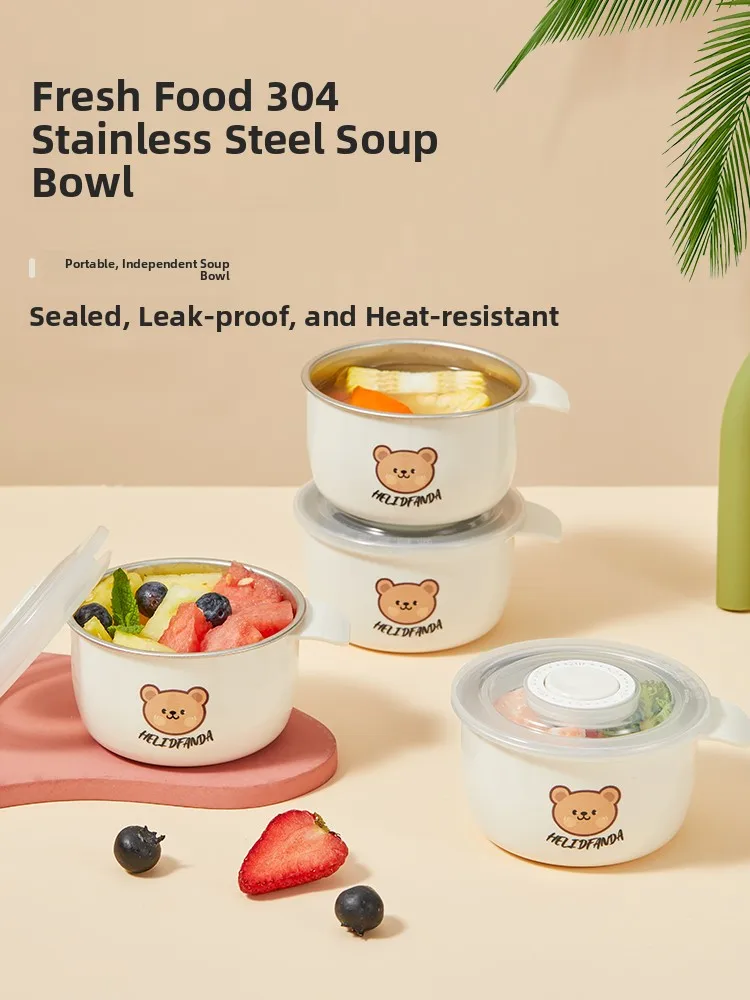 

Portable 304 Stainl Steel Soup Bowl for Children Fruit Baby Food Bowl Elementary School Students Salad Bowl Rice Bowl