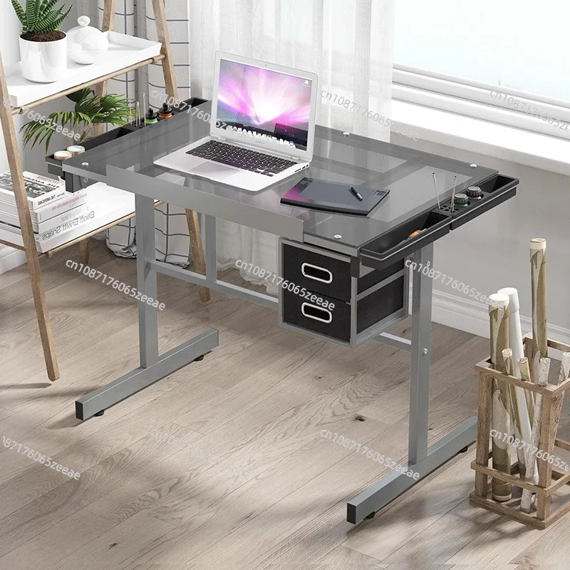 Glass Drawing Table Artist's Desk for Painting, Calligraphy, and Design Designer Workstation Artist's Drafting Table