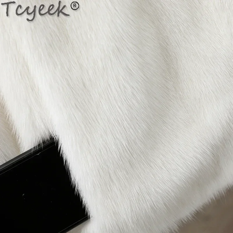 Tcyeek Real Mink Fur whole Coat Winter Women Clothes Stand Collar Women's Fur Jackets Short Style Real Fur Coats Fourrure Femme