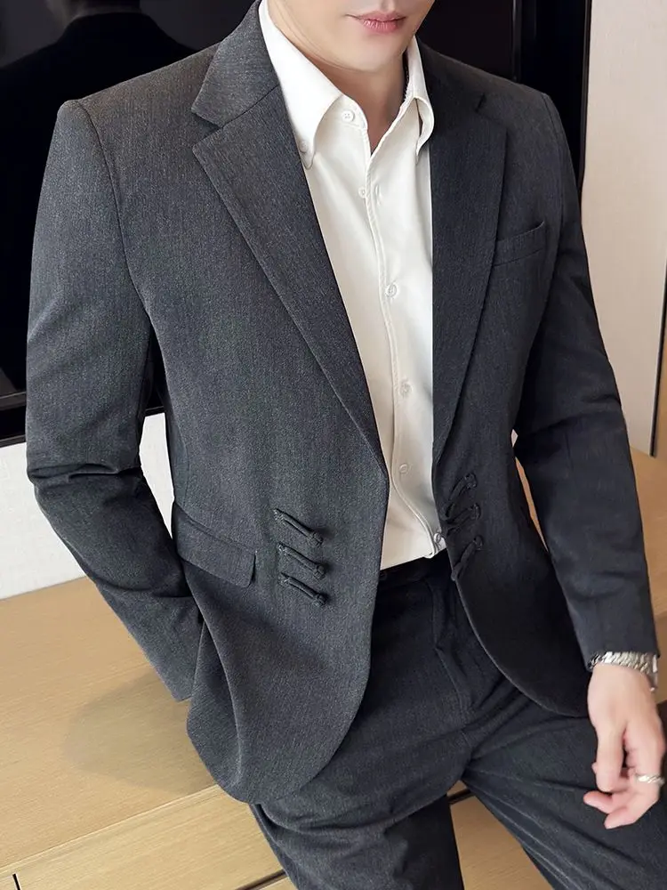 

Elegante Men's 2 Piece Set Suit Version New Style Button Slim Fit Fashionable High-End Casual Business Formal Wedding Groom