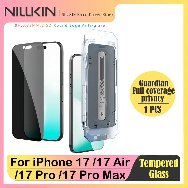 

For iPhone 17/17 Air/17 Pro/17 Pro Max, NILLKIN Tempered Glass, Ultra-Narrow Anti-Spy, Anti-Glare, Auto Alignment, Full Coverage