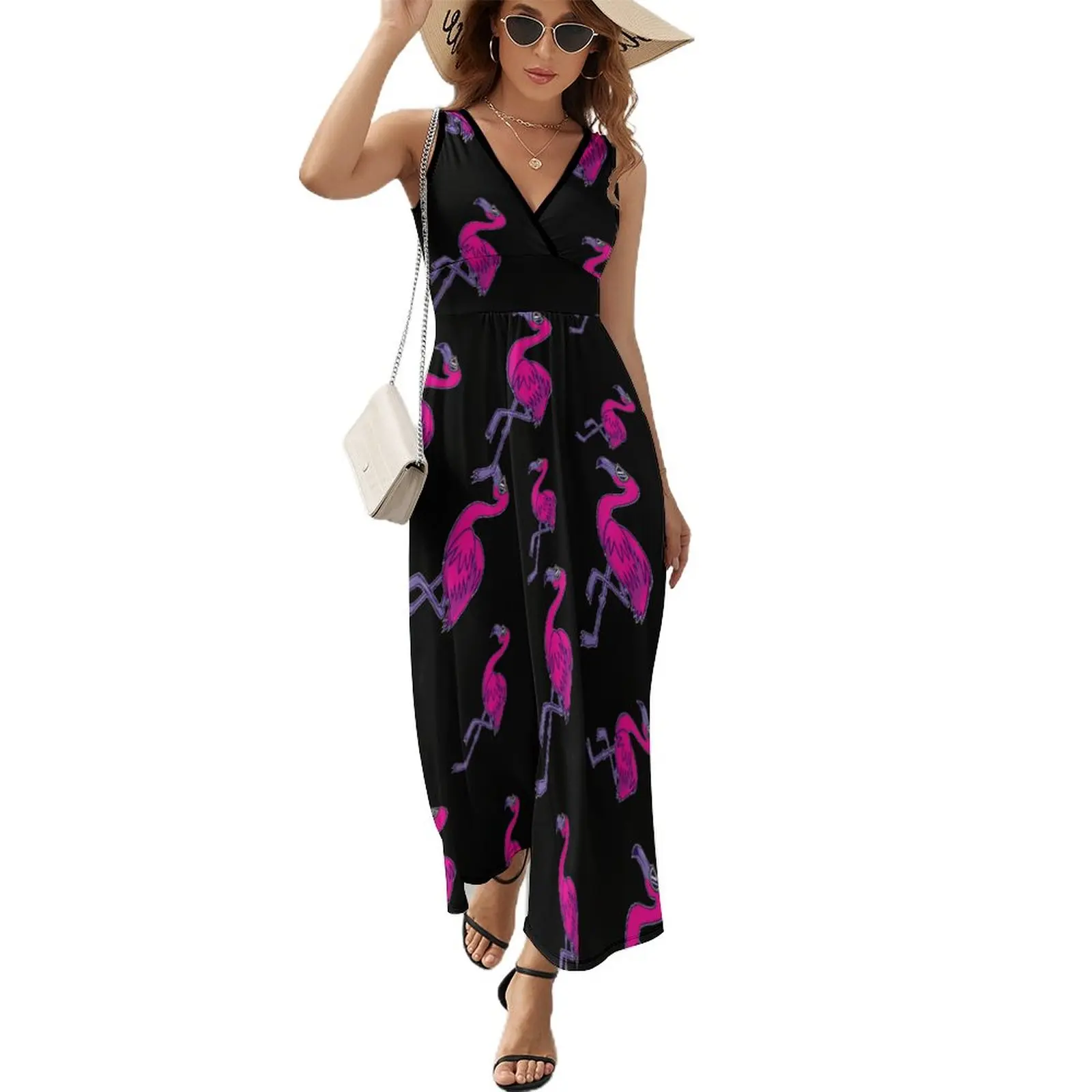 

Cool Flamingo Dress Streetwear Boho Beach Long Dresses Female Cute Custom Maxi Dress Birthday Present