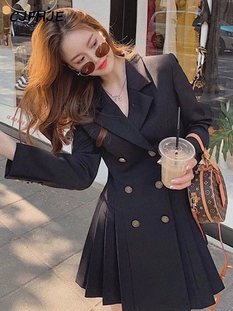 Women Business Suit Fashion Hepburn Sexy Little Black Dress Female French Style Elegant Vestidos Office Lady Autumn Outfit