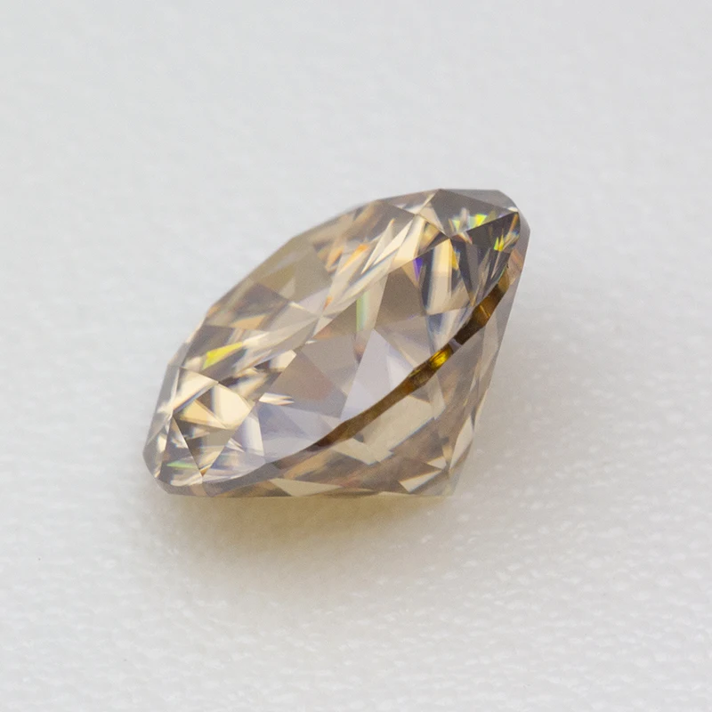 

Never Fade Natural Color Champagne Moissanite Stone 5.0-18.0mm 3EX Round Cut Pass Diamond Tester With GRA Report For Jewelry