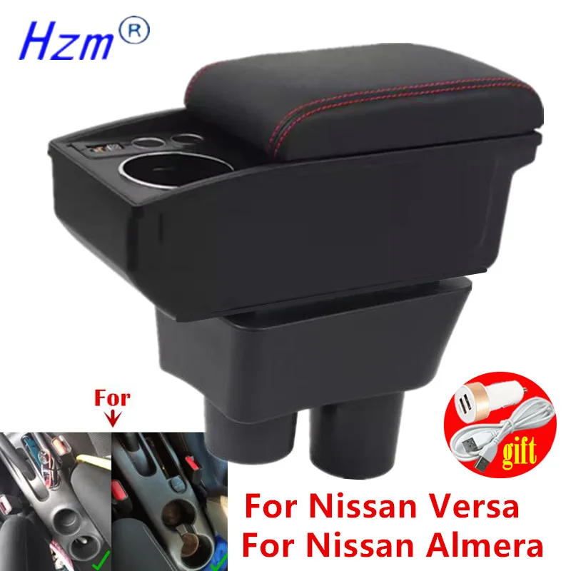 Auto-Armlehnenbox für Nissan Almera Versa Armlehne für Nissan Versa Dlayer Aufbewahrungsbox Getränkehalter Nachrüstung Auto-Zubehör