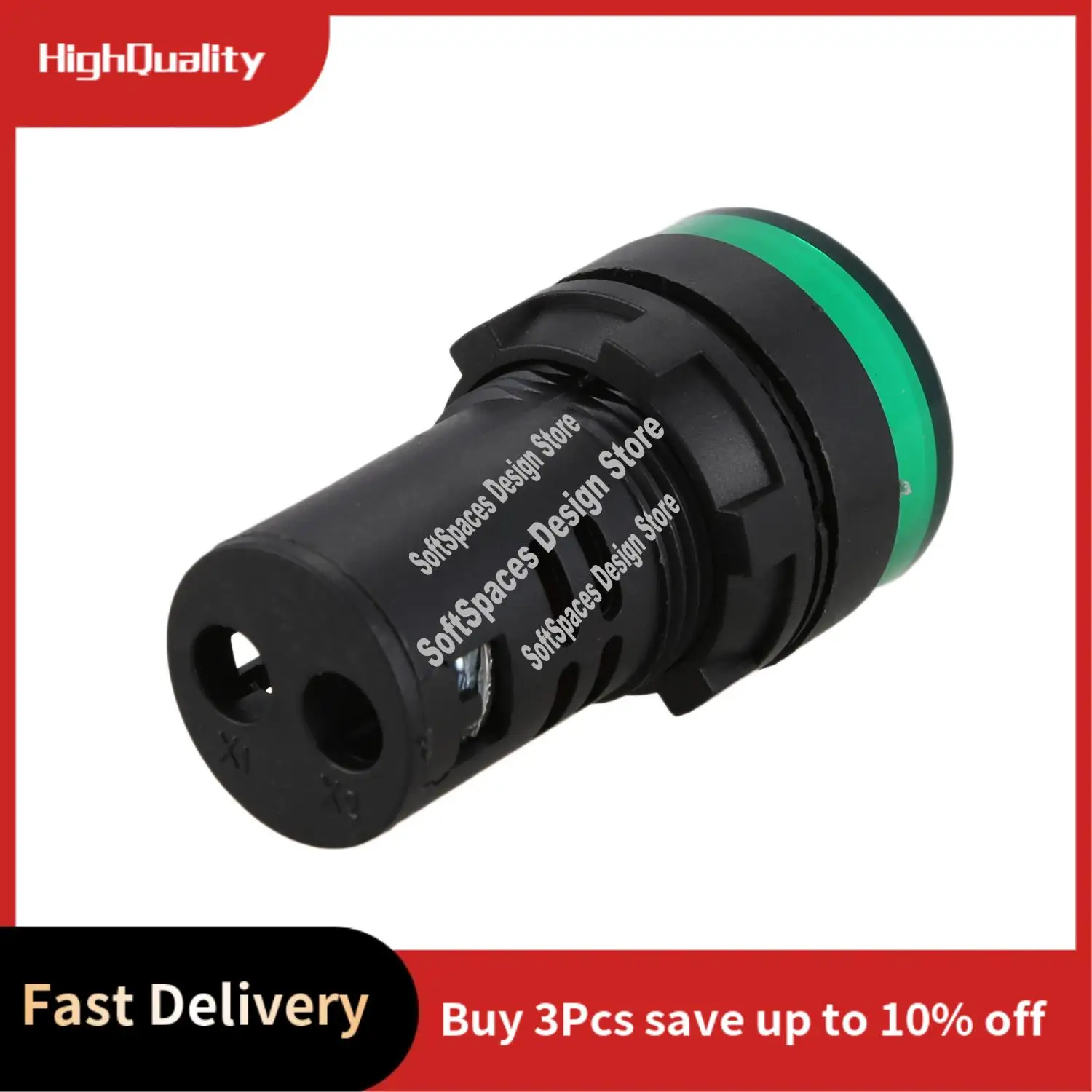 A51M-2 Pcs AC220V Green LED Power Indicator Pilot Signal Light Lamp 22Mm Dia
