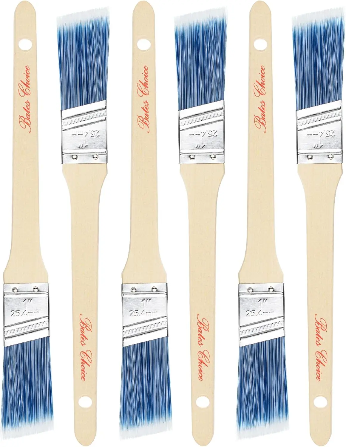 

Angled Paint Brushes 1-Inch 6-Pack, Synthetic Bristle for Trim Walls Furniture
