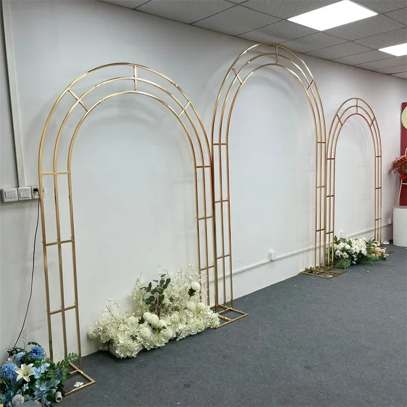 Luxury Gold Plated Wedding Arch, Ideal for Stage Decoration, Welcome Area, and Birthday Parties - Available in 1 or 3 Pcs