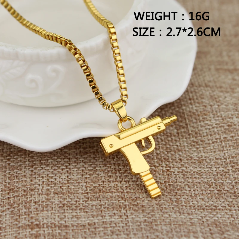 Trendy Uzi Gun Shaped Pendant - Hip Hop Chain Necklace recension och pris