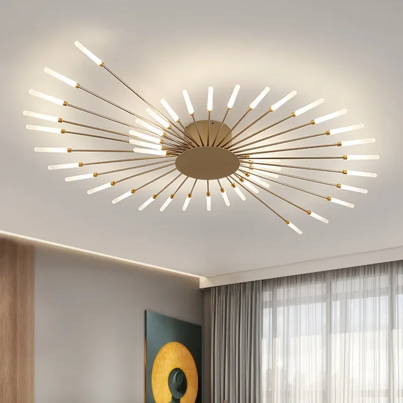 Modern LED Ceiling Lamps Sunflower Chandelier Brushed Antique Creative Living Dining Room Bedroom Home Decoration Fixture Luster