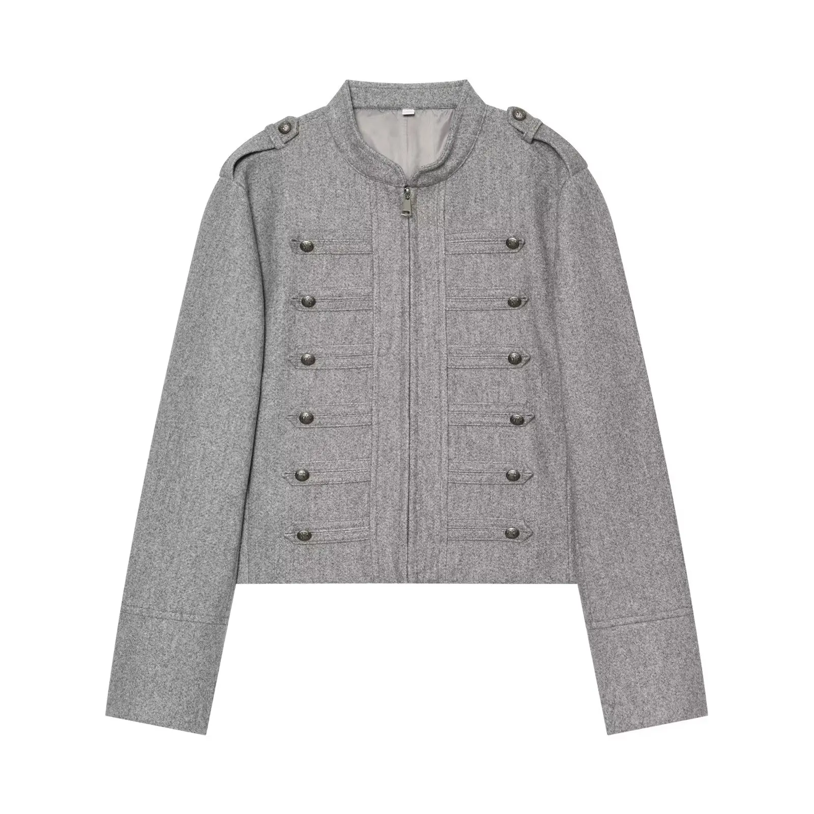 DUOPERI Women Multi Color Military Style Zipper Soft Fabric Jacket Stand Collar Female Chic Lady Casual Coat