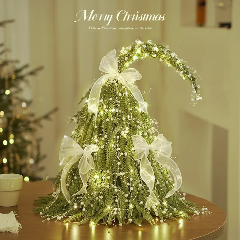 

INS Shining Bow Gauze Christmas Tree DIY Decoration Home Holiday Living Room Shop Window Decoration Festive Party Supplies