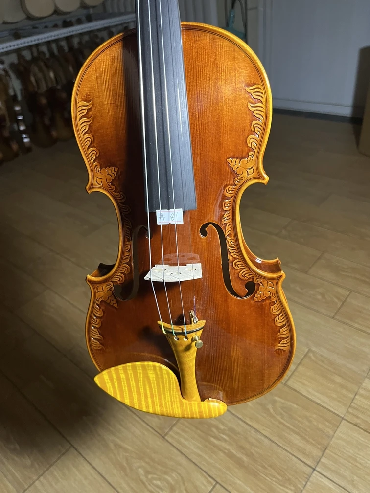 SurpassMusica Hot Sale Stradivarius Copy 4/4 3/4 1/2 Hand Carved Violin Accept Customization Natural Acoustic clear Grain