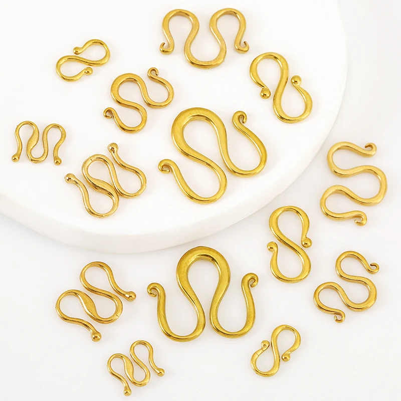 

10pcs Stainless Steel Strong S W Shape Clasps Hooks End Connectors 18K Plated for DIY Bracelet Jewelry Making Supplies Findings