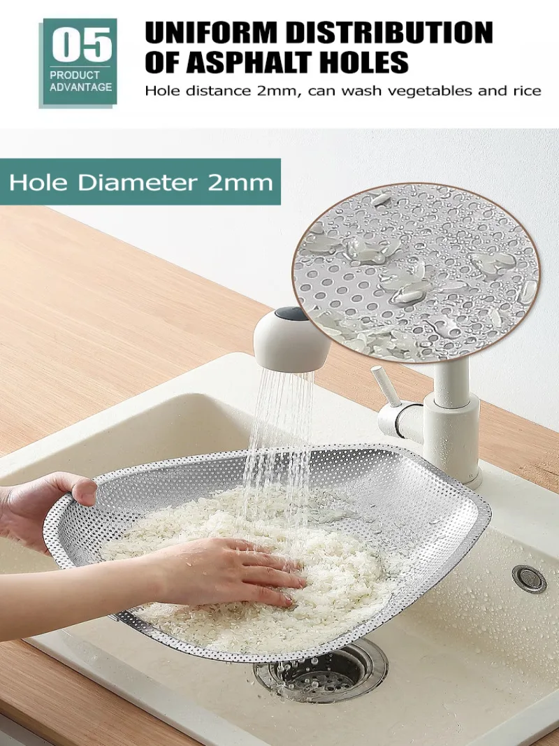 Stainless steel draining dustpan with dense hole