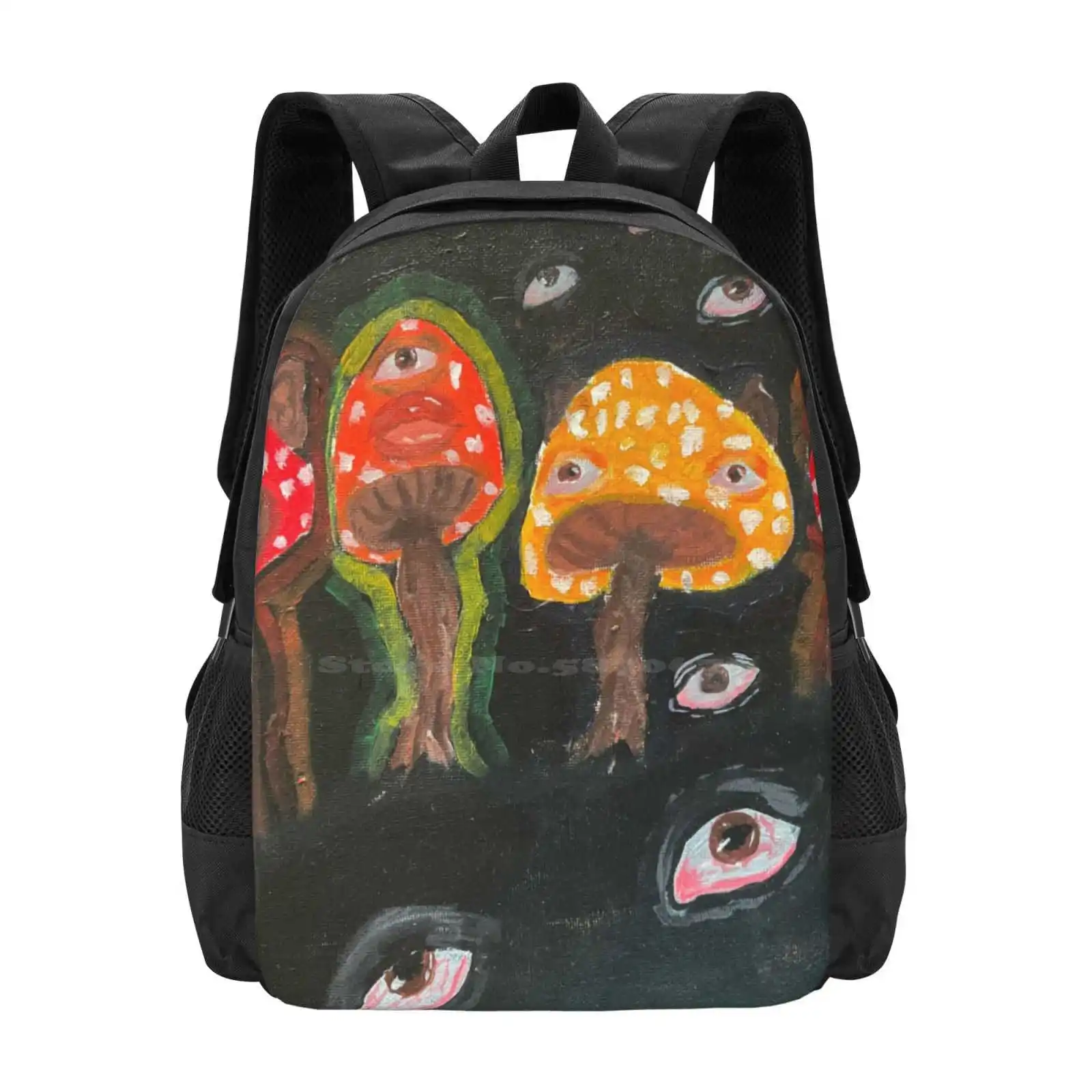 

A Trip Worth Taking Hot Sale Backpack Fashion Bags Mushrooms Aura Eye Rainbow Trippy Surreal