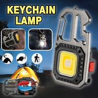 COB LED Work Light USB Rechargeable Keychain Flashlight 7-Modes with Battery Display for Outdoor Camping Hiking Emergency Use
