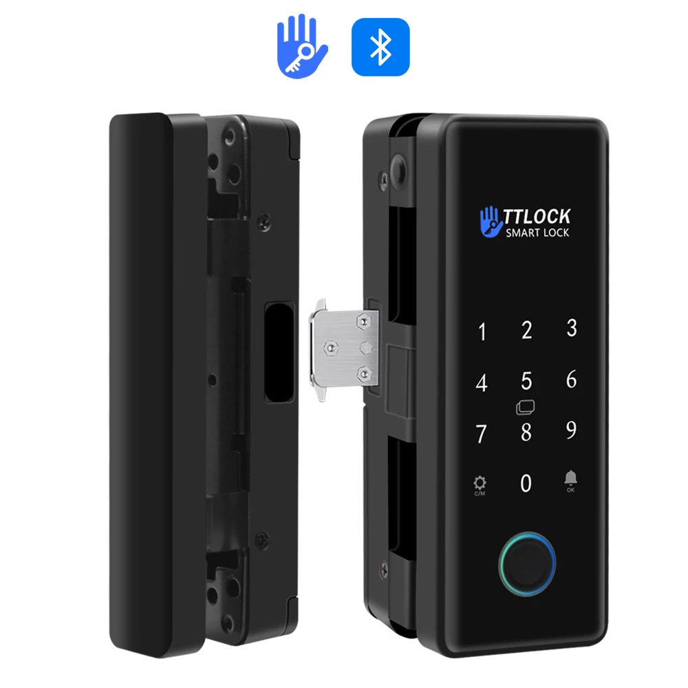 Fingerprint Glass Lock Bluetooth TTLOCK APP Smart Glass Door Lock Biometric Electronic Sliding Door RFID IC Card Remote Unlock