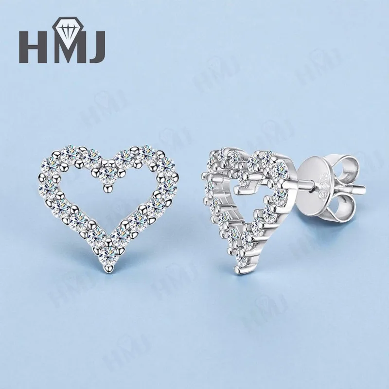 

Серьги-сердечки с D, белое шампанское, ярко-синие, светло-зеленые, круглые серьги-гвоздики с муассанитом и бриллиантами S925, женские повседневные украшения из рыбьей кожи