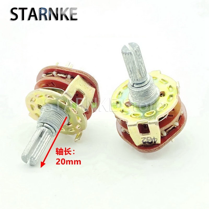 2PCS 2-knife 6-speed Rotary Band Conversion Switch Signal Switching Switch 20mm Knurled Shaft