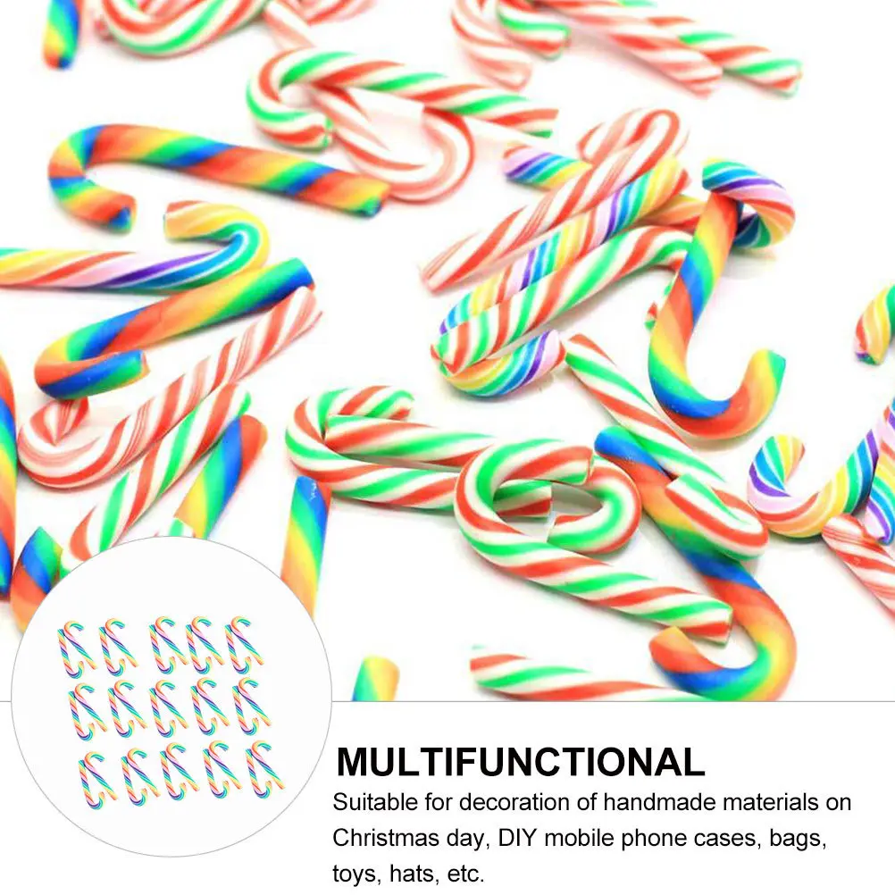 

30pcs Christmas Cane Decor Diy Accessories Polymer Clay Craft Supplies Holiday Party Decorations Simulation Walking Stick