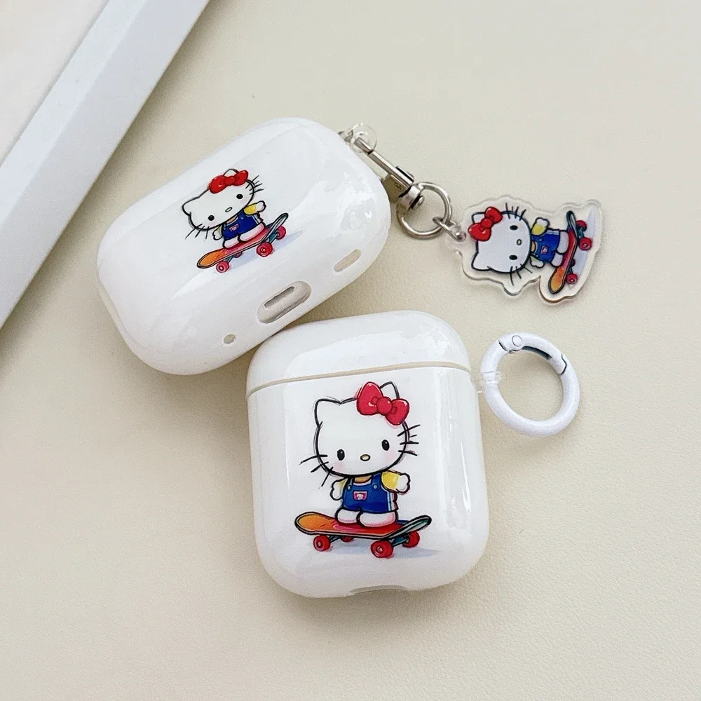 Милый чехол для наушников Sanrio Hello Kitty для Airpods 4 1 2 3 Pro 2 3, защитный чехол для беспроводной Bluetooth-гарнитуры с подвеской