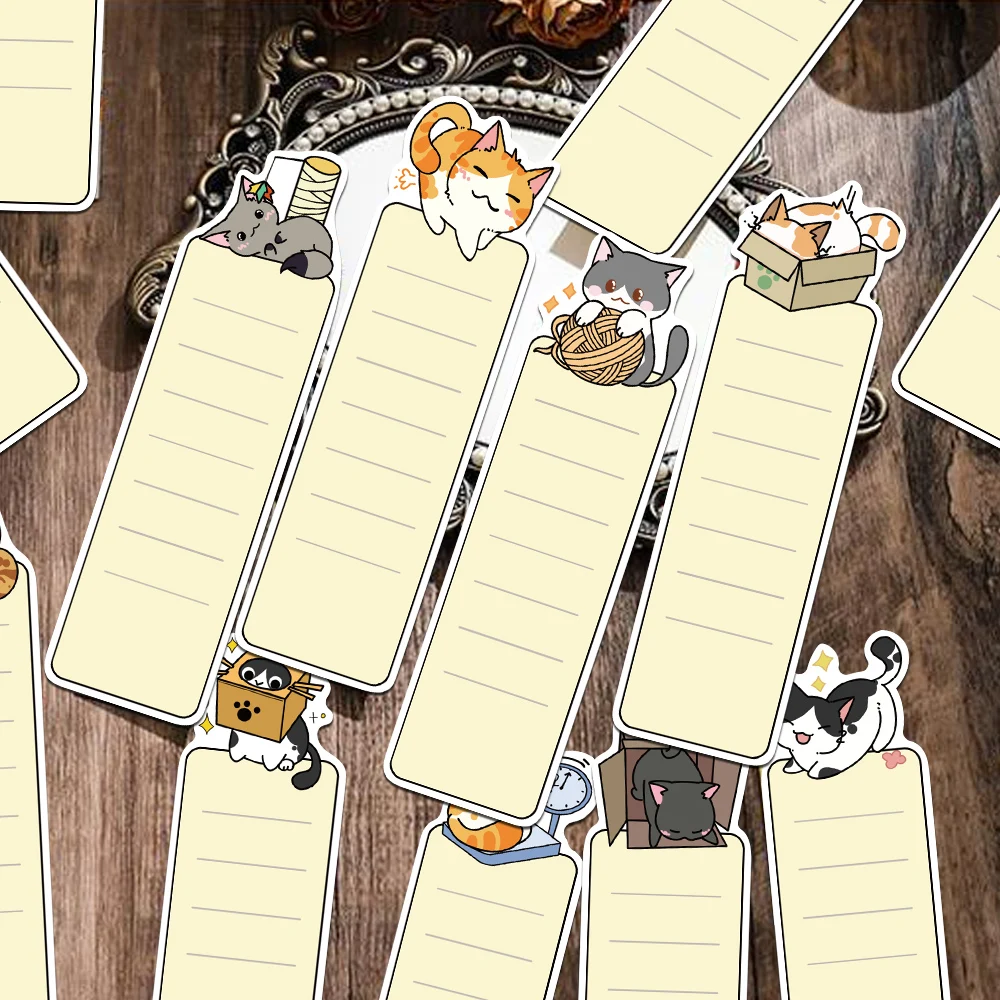 30 Stück Lesezeichen mit Cartoon-Motiv, niedliche Katze, Dekoration, Karte, Leseseiten, Bücher, markiert, Studenten, Schreibwaren, ästhetische Lesezeichen