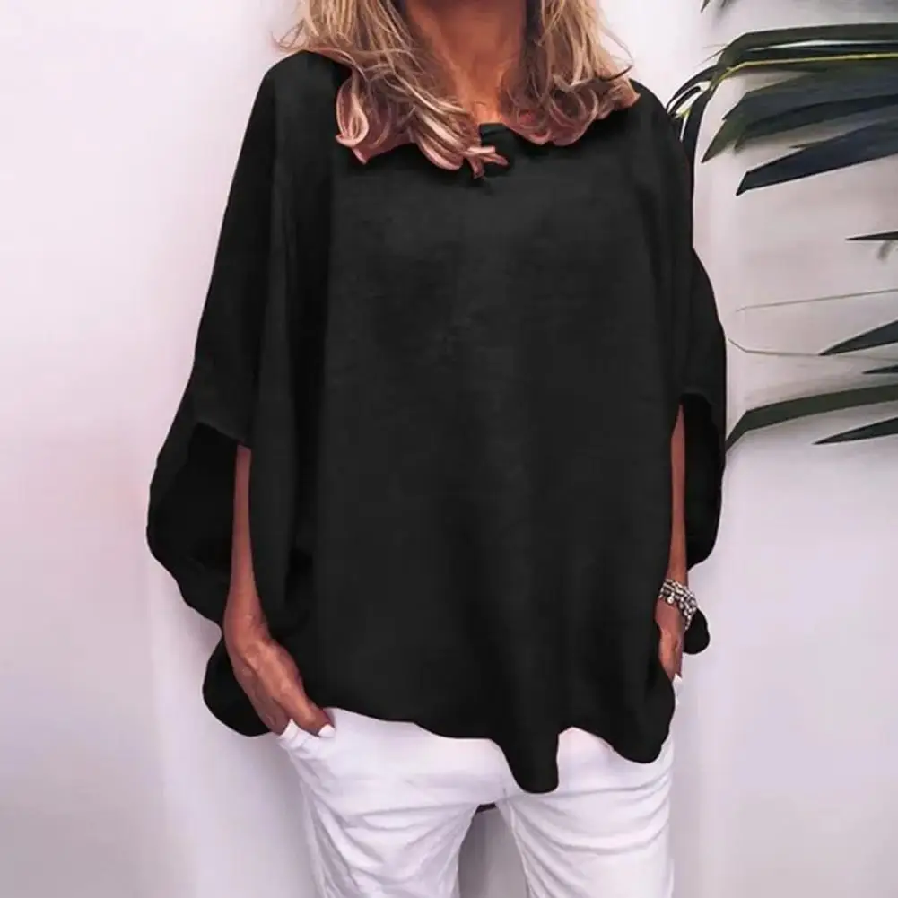 

Breathable Women Shirt Women Relaxed Fit Shirt Comfortable Stylish Women's Spring Pullover Tops with Bat Sleeves for Autumn