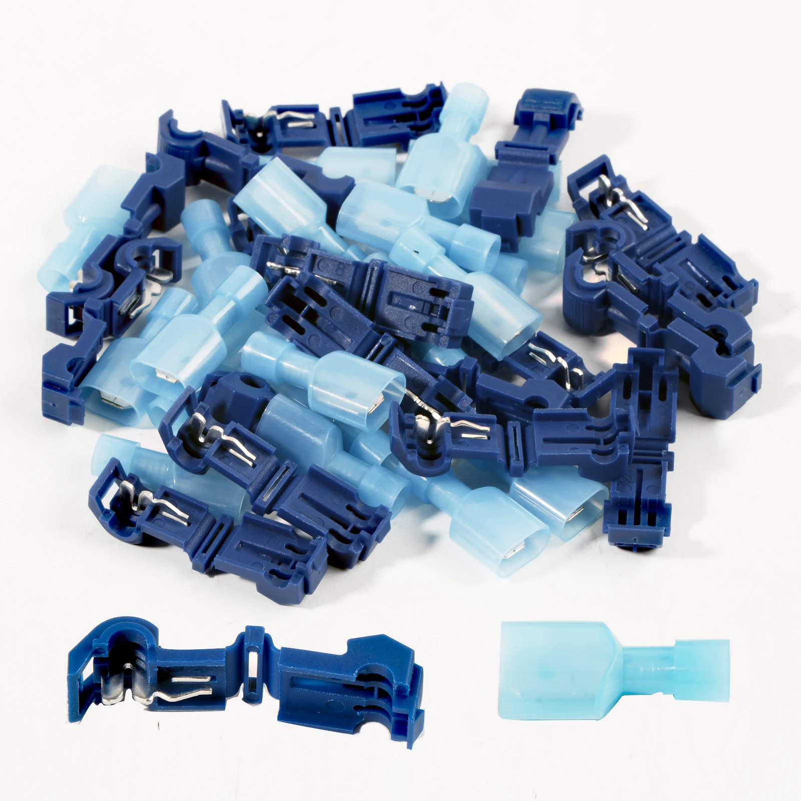 60pcs T Tap Quick Cable Connectors Self-stripping Electrical Snap Wire Splice Lock Terminals Crimp