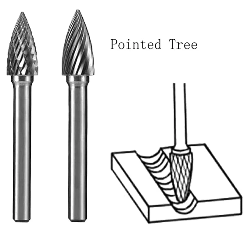 2 Pcs G Type 10Mm Cutting Dia Aluminum Cutting Tungsten Carbide Burr File With 1/4 Shank For Rotary Tool Or Die Grinder