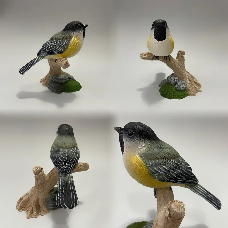 Great titmouse resin statue coal titmouse ornament model handicraft red beaked acacia bird home decoration