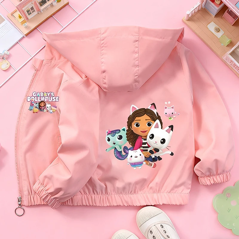 

Gabby Dollhouse Girls Spring Autumn Jacket Thin Coats Cartoon Character Print Comfortable Fabrics Fashion Jackets Tops Clothing