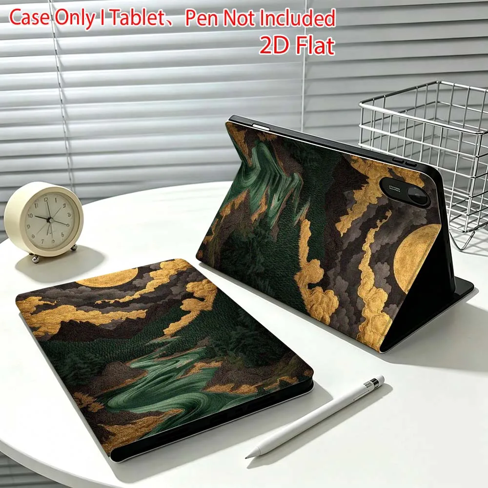 Moon Mountain Texture Fashion For Xiaomi Poco Redmi Pad 8 2 4 C1 6 6S 7 7S SE 9.7 14 11 11.2 Inch Pen Tray Tablet Case