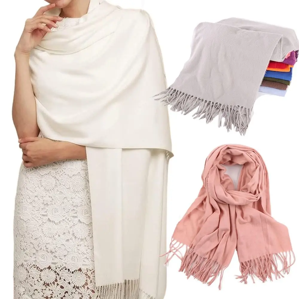 

Зимний теплый однотонный шарф из искусственного кашемира, утепленная длинная шаль, удобная теплая накидка на шею для женщин и девочек