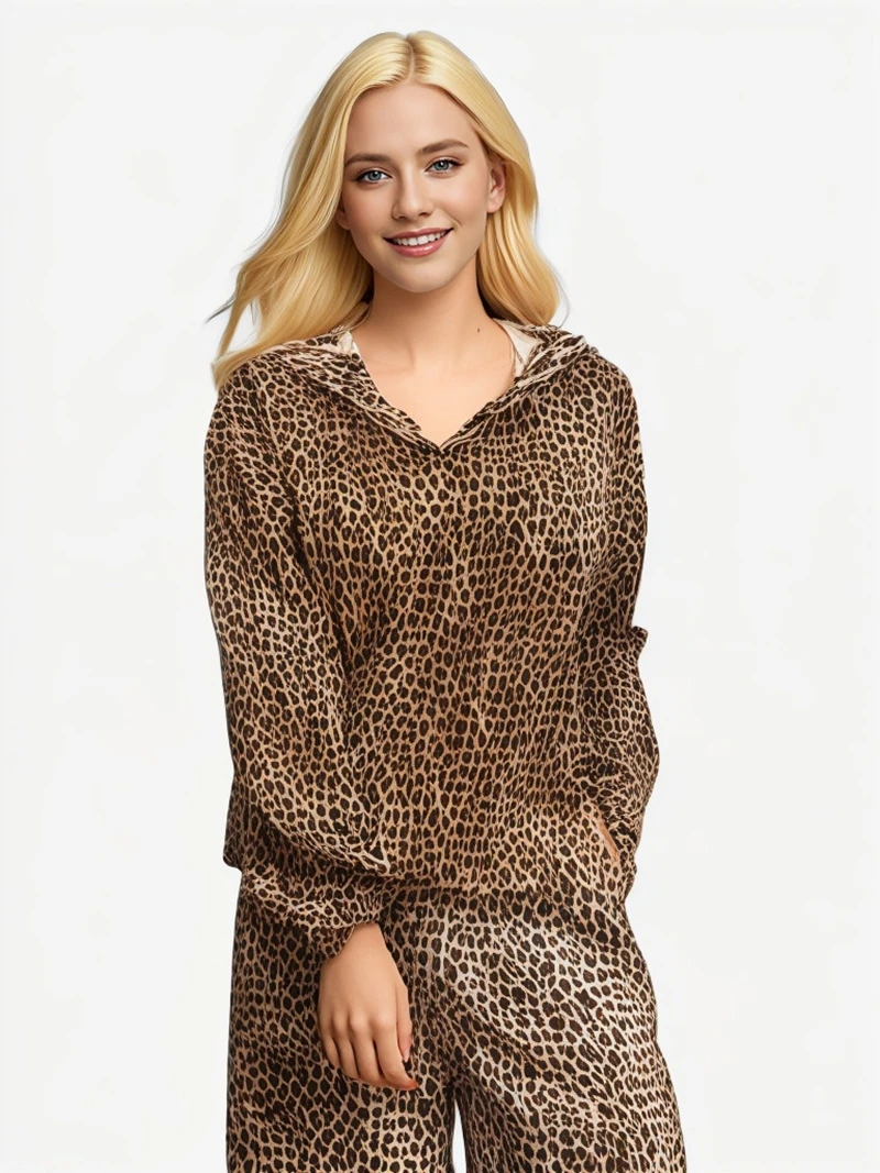 autumn and winter new European and American cross-border foreign trade men and women leopard-print fashion hoodie