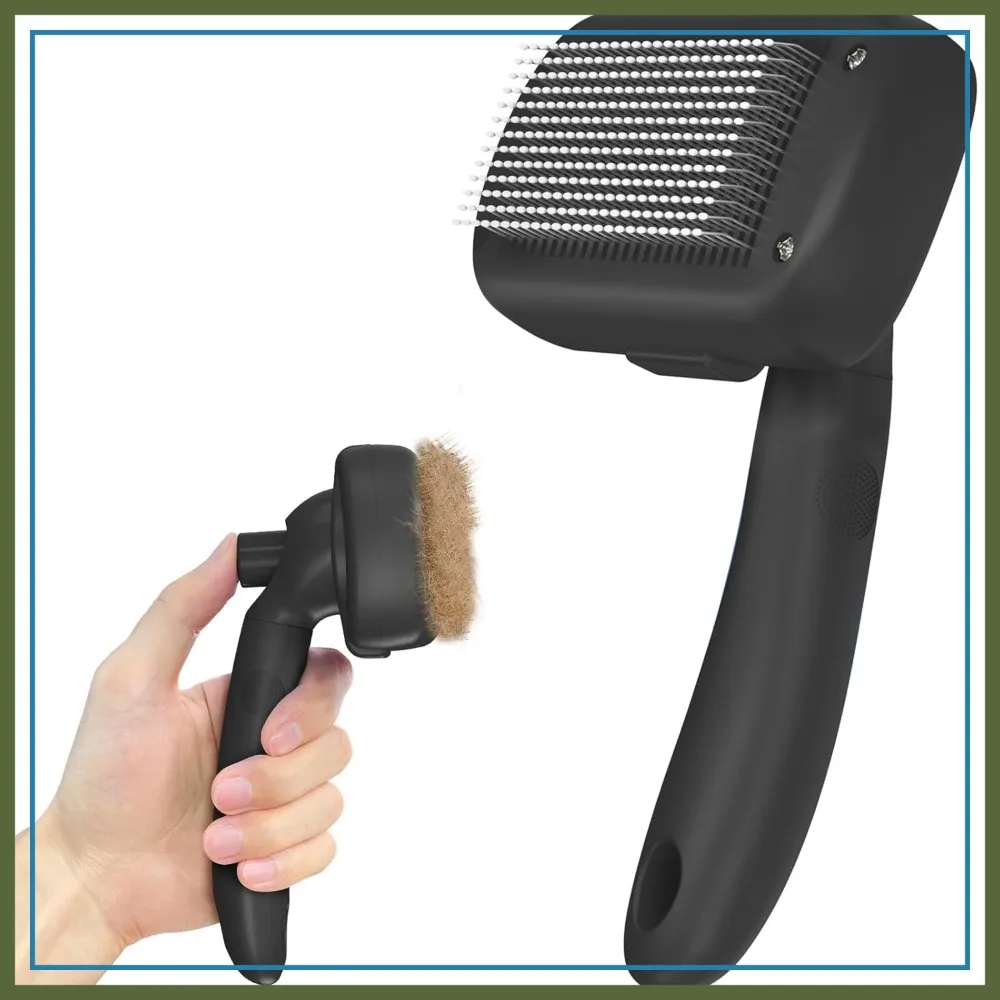 

Self Cleaning Deshedding Brush - Skin Friendly Grooming Tool for Dogs, Cats, and Puppies, Hair Removal for All Coat Types, Black