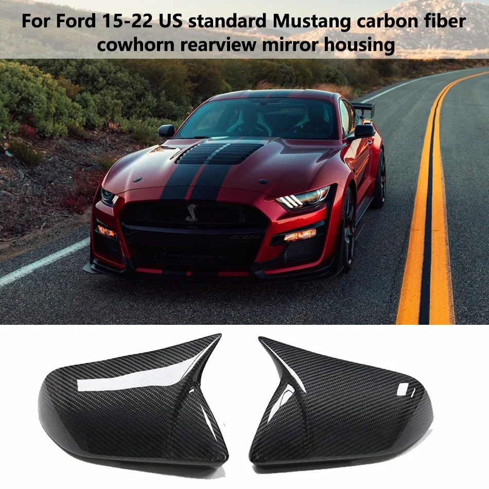 

For Ford 15-22 American Standard Mustang, ABS+Carbon Fiber Cowhorn Rearview Mirror Housing