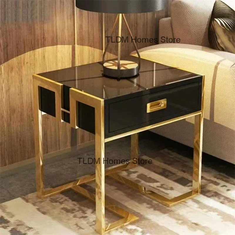 Nordic Light Luxury Nightstands Modern Minimalist Home Sofa Side Table Bedroom Bedside Tables Bedroom Furniture Designer Dresser