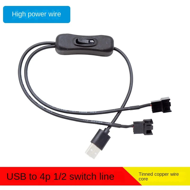 Dual 4 Pin to USB Fan Switch ON Off Power Adapter Cable 1 to 2 Ways Splitter USB to 4PIN 3PIN PWM 5v Fan Connector