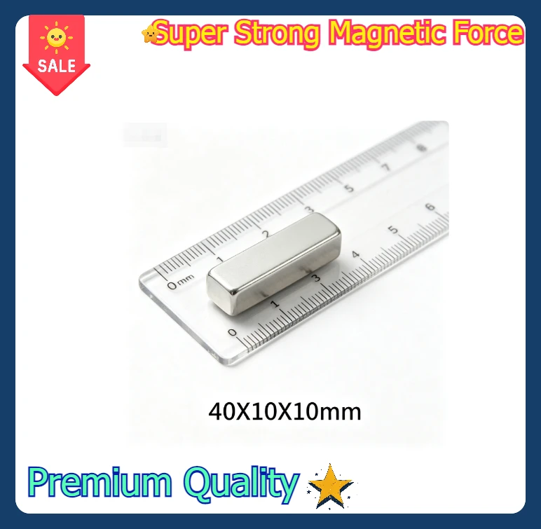 40x10x10mm Powerful NdFeB Rectangular Block Magnet Super Strong Neodymium Magnet For DIY Handmade Home Decor Crafts